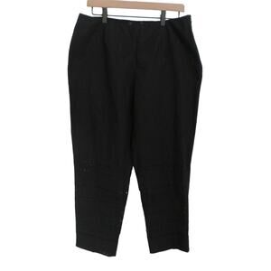 Piazza Sempione Women Sz 12 Black Audrey Laser Cut Hem Straight Cropped Pant